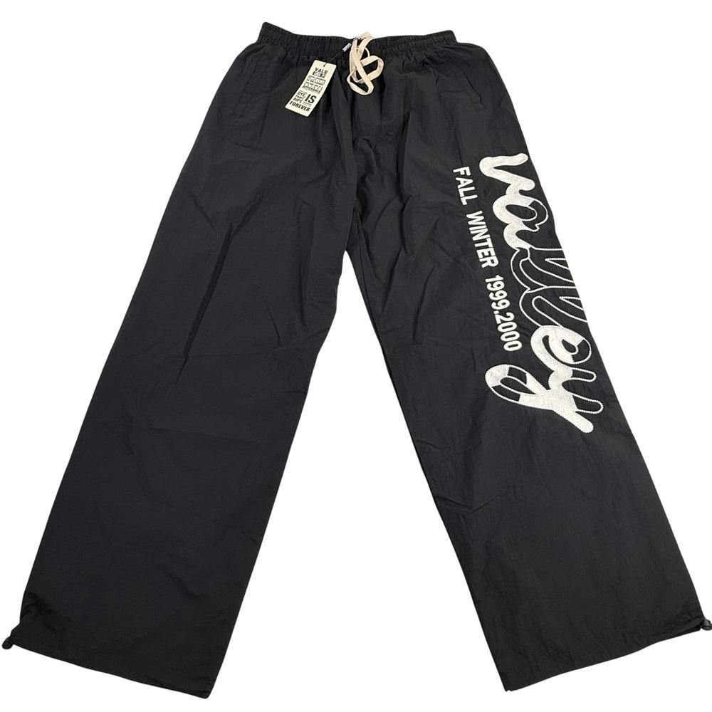 Valley Dreams Black Graphic Wide Leg Track Pants XXL Fall Winter 1999-2000 New